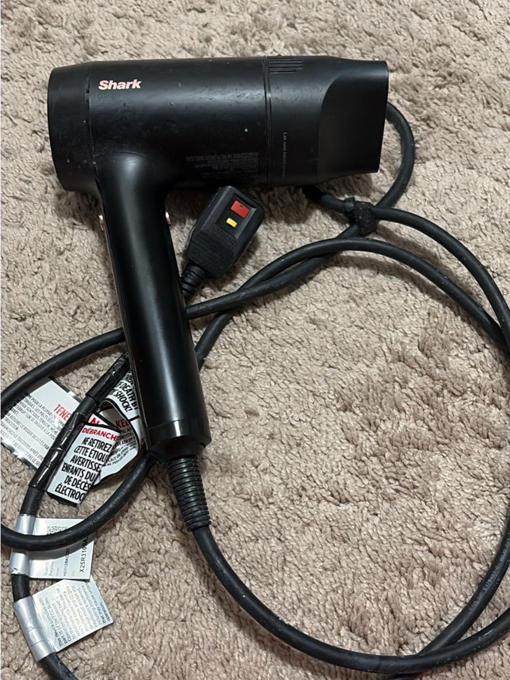 Shark Compact Black Hair Dryer with Two-Button Switch